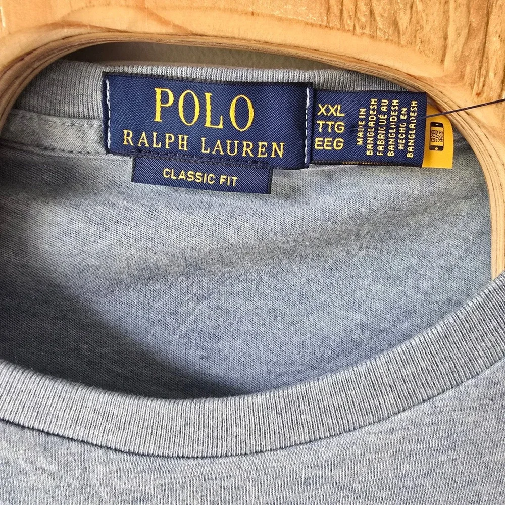 Polo Ralph Lauren Mens XXL Mod Blue Heather Script Logo‎ Classic Fit T-Shirt NWT